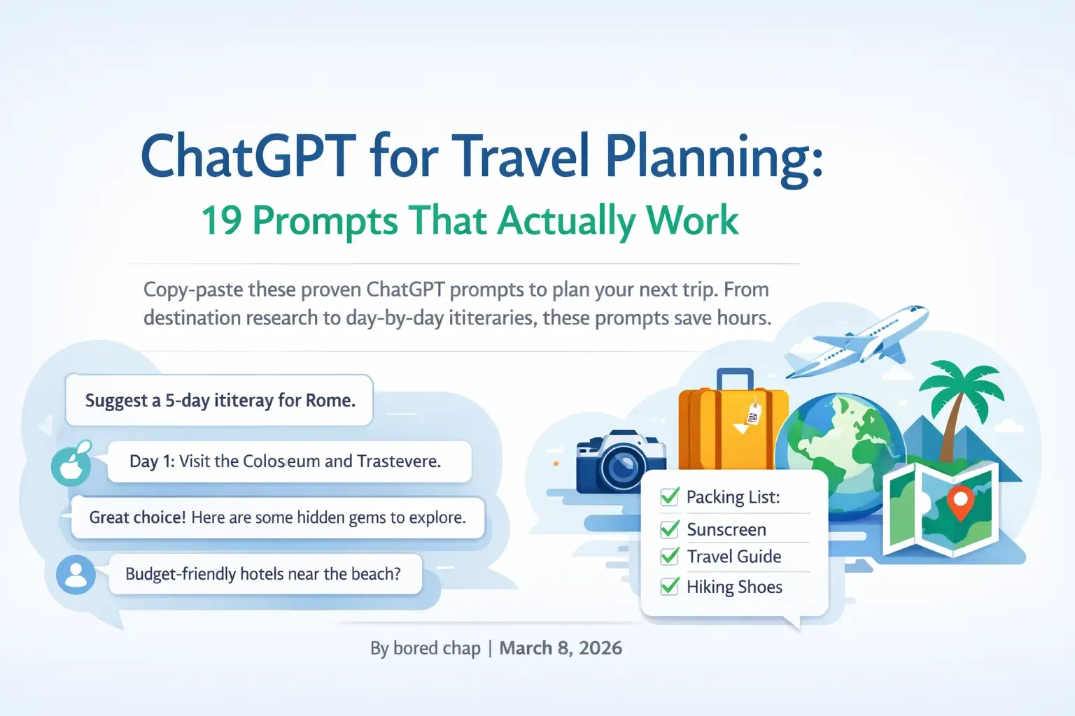 ChatGPT for Travel Planning: 19 Prompts That Actually Work